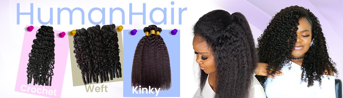 Human Hair Weft, Kinky and crochet hair